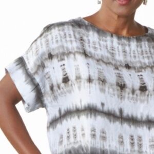 Bryn Walker Beach Shirt top  S Tie Dye Linen bat Sleeve USA lagenlook boho chic